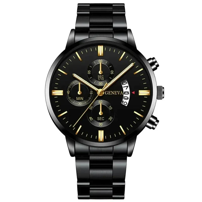 Relógio Masculino Geneva de Aço Inoxidável